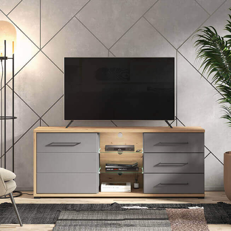 ELLIE - porta tv un anta tre cassetti moderno minimal in legno