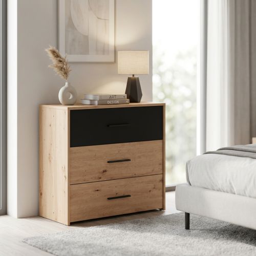 CADDIE - comò tre cassetti moderno minimal in legno