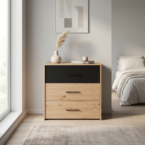 CADDIE - comò tre cassetti moderno minimal in legno