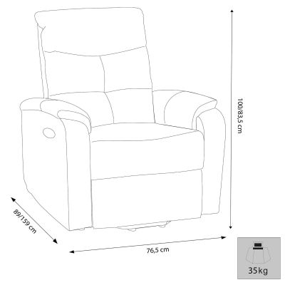 FLO - poltrona reclinabile cm 74,5 x 89/159 x 100/83,5 h