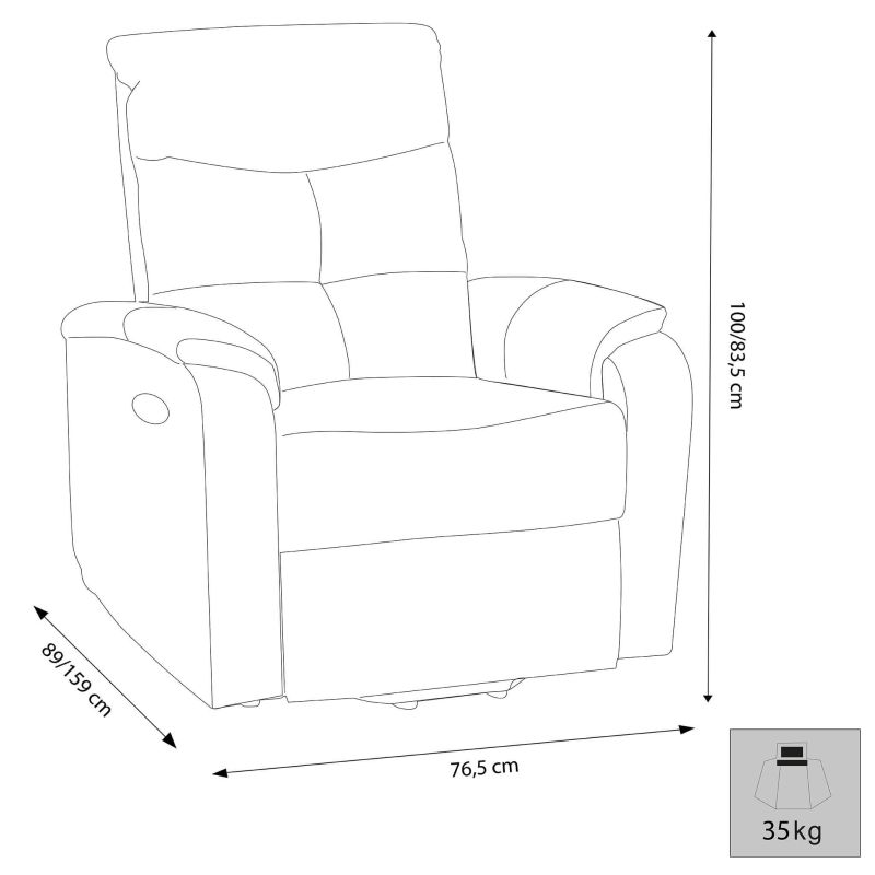 FLO - poltrona reclinabile cm 74,5 x 89/159 x 100/83,5 h