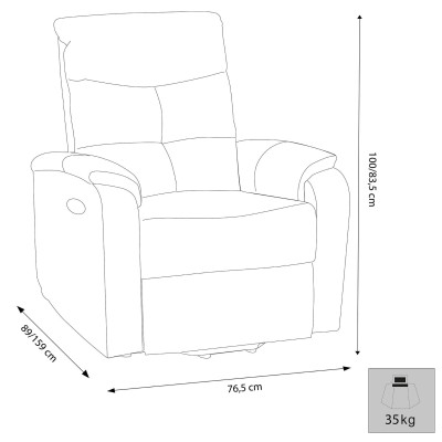 FLO - poltrona reclinabile cm 74,5 x 89/159 x 100/83,5 h