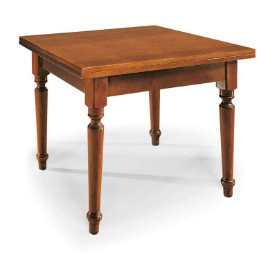 GEORDIE - tavolo da pranzo allungabile a libro in legno massello bianco gamba tornita cm 100 X 100/200