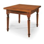 GEORDIE - tavolo da pranzo allungabile a libro in legno massello bianco gamba tornita cm 100 X 100/200