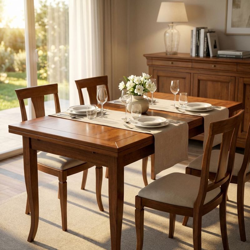 DONNY - tavolo da pranzo allungabile in legno massello cm 85 X 160/200/240