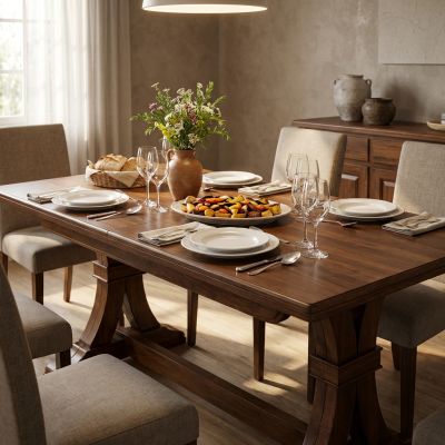 DUSTIN - tavolo da pranzo allungabile in legno massello cm 180/225/270/315/360 X 100