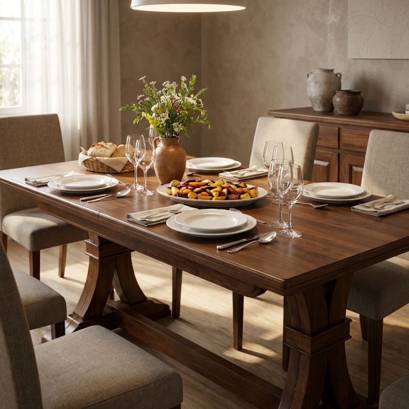 DUSTIN - tavolo da pranzo allungabile in legno massello cm 180/225/270/315/360 X 100