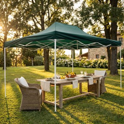 IRIS - gazebo pieghevole e richiudibile completo di sacca protettiva in acciaio 3 x 4,5 m