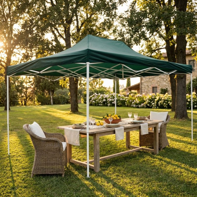 IRIS - gazebo pieghevole e richiudibile completo di sacca protettiva in acciaio 3 x 4,5 m