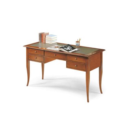 DARWIN - scrittoio piano in pelle in legno massello 130 x 65