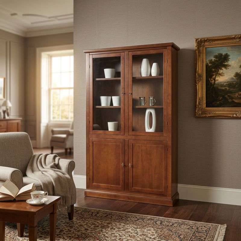 DANIELLE - mobile con vetrina in legno massello cm 120 x 41 x 187 h