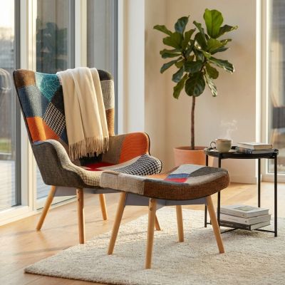 JULIE - poltrona con poggiapiedi moderna patchwork