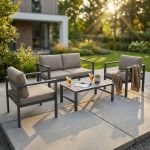 AULUS - salotto da giardino in alluminio 4 posti