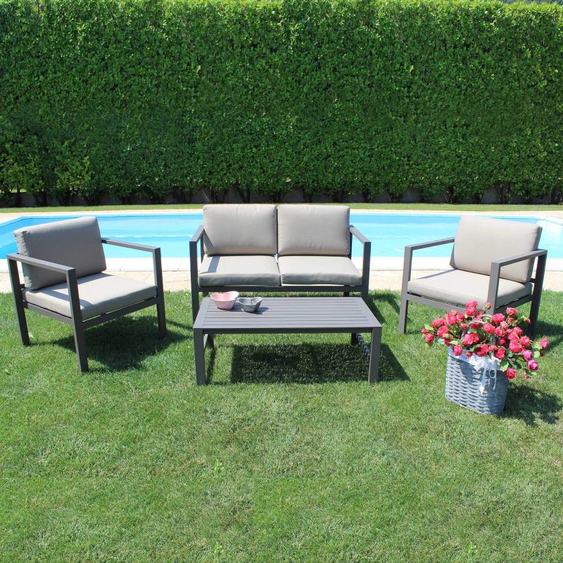 AULUS - salotto da giardino in alluminio 4 posti