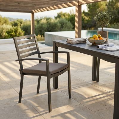 DEXTER - poltrona da giardino in alluminio impilabile con cuscino