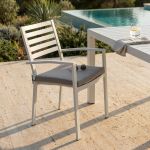 DEXTER - poltrona da giardino in alluminio impilabile con cuscino