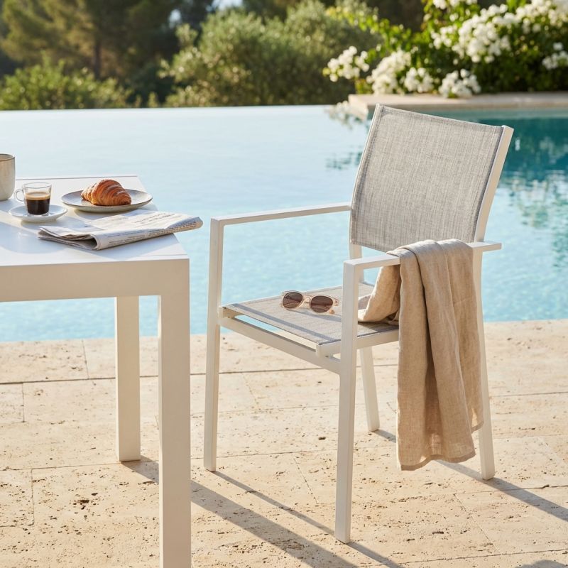 VENUS - poltrona da giardino in alluminio e textilene impilabile