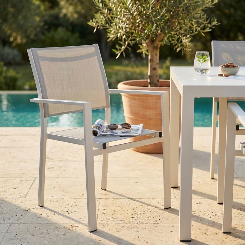 VENUS - poltrona da giardino in alluminio e textilene impilabile