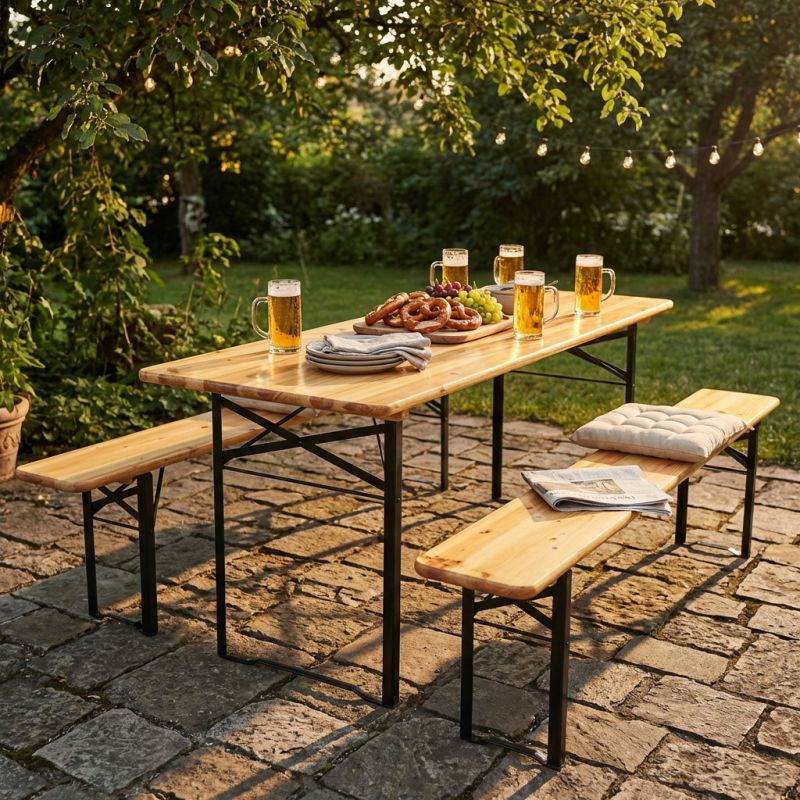Set birreria con tavolo e due panche 220 x 70 cm