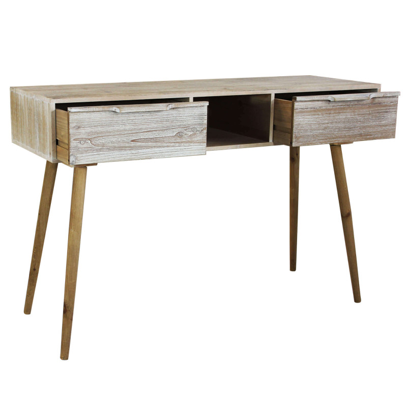 CHLOE - consolle con 2 cassetti in legno di paulownia e mdf industrial