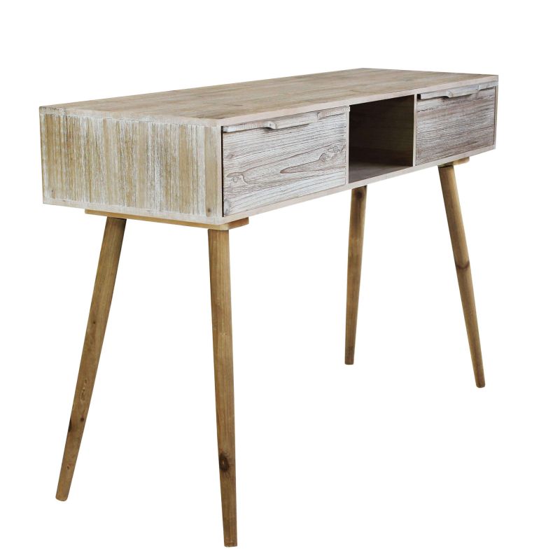 CHLOE - consolle con 2 cassetti in legno di paulownia e mdf industrial