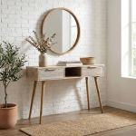 CHLOE - consolle con 2 cassetti in legno di paulownia e mdf industrial