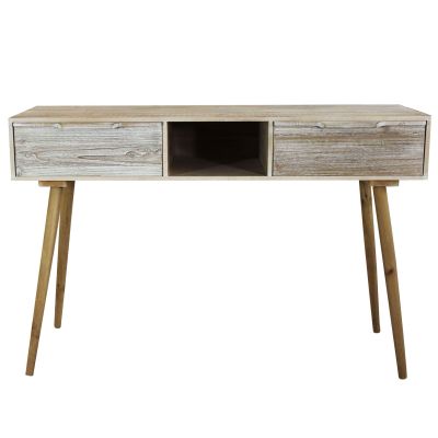 CHLOE - consolle con 2 cassetti in legno di paulownia e mdf industrial