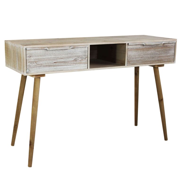 CHLOE - consolle con 2 cassetti in legno di paulownia e mdf industrial