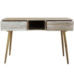 CHLOE - consolle con 2 cassetti in legno di paulownia e mdf industrial