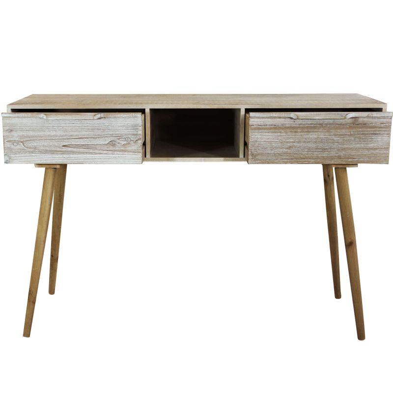 CHLOE - consolle con 2 cassetti in legno di paulownia e mdf industrial