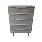 ANGELINE - mobiletto 5 cassetti in paulownia e mdf industrial