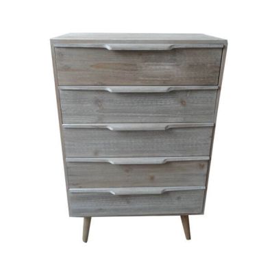 ANGELINE - mobiletto 5 cassetti in paulownia e mdf industrial