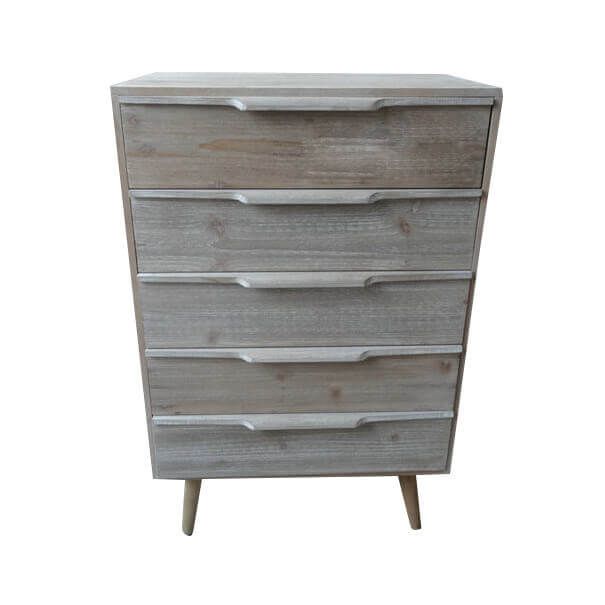 ANGELINE - mobiletto 5 cassetti in paulownia e mdf industrial