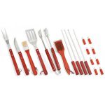 Valigetta attrezzi per barbecue con 18 accessori manico legno