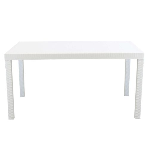 CALIGOLA - set tavolo in resina effetto rattan cm 150 x 90 x 74 h con 6 sedie Alma