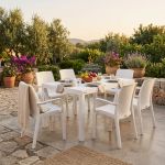 CALIGOLA - set tavolo in resina effetto rattan cm 150 x 90 x 74 h con 6 poltrone Alma