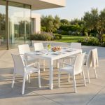 CALIGOLA - set tavolo in resina effetto rattan cm 150 x 90 x 74 h con 6 poltrone Alma