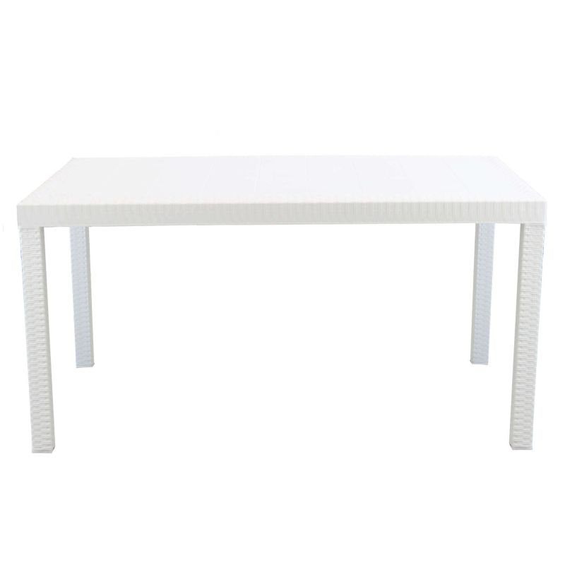 CALIGOLA - set tavolo in resina effetto rattan cm 150 x 90 x 74 h con 6 poltrone Alma