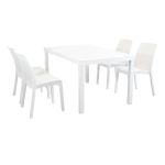 CALIGOLA - set tavolo in resina effetto rattan cm 150 x 90 x 74 h con 4 sedie Alma