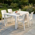 CALIGOLA - set tavolo in resina effetto rattan cm 150 x 90 x 74 h con 4 poltrone Alma