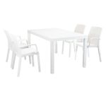 CALIGOLA - set tavolo in resina effetto rattan cm 150 x 90 x 74 h con 4 poltrone Alma