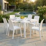 CALIGOLA - set tavolo in resina effetto rattan cm 150 x 90 x 74 h con 4 sedie e 2 poltrone Alma