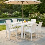 CALIGOLA - set tavolo in resina effetto rattan cm 150 x 90 x 74 h con 4 sedie e 2 poltrone Alma