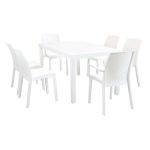 CALIGOLA - set tavolo in resina effetto rattan cm 150 x 90 x 74 h con 4 sedie e 2 poltrone Alma