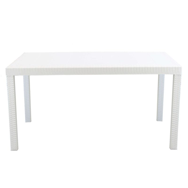 CALIGOLA - set tavolo in resina effetto rattan cm 150 x 90 x 74 h con 4 sedie e 2 poltrone Alma