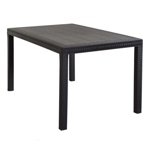 CALIGOLA - set tavolo in resina effetto rattan cm 150 x 90 x 74 h con 4 poltrone Alma