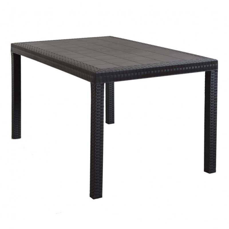 CALIGOLA - set tavolo in resina effetto rattan cm 150 x 90 x 74 h con 4 poltrone Alma