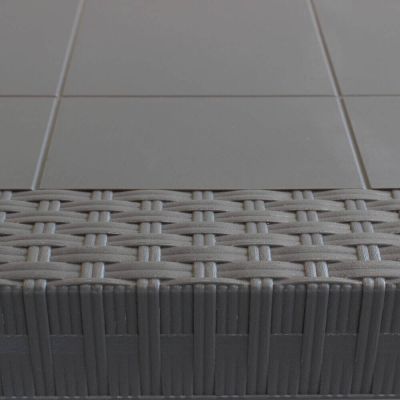 CALIGOLA - set tavolo in alluminio e teak cm 80 x 80 x 74 h con 4 poltrone Alma