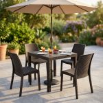 CALIGOLA - set tavolo in resina effetto rattan cm 80 x 80 x 74 h con 4 sedie Alma