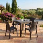 CALIGOLA - set tavolo in resina effetto rattan cm 80 x 80 x 74 h con 4 sedie Alma
